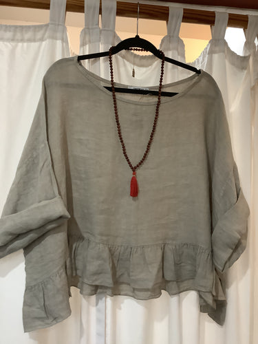 Italian Linen Ruffle Top