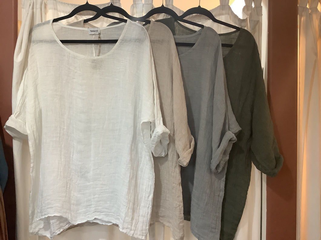 Italian Linen Open Weave Top