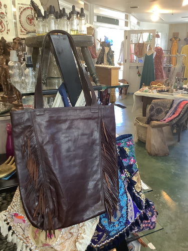 Moroccan  Leather Fringe Bag
