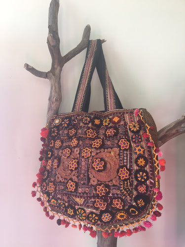Mirrored Tasseled Indian Bag