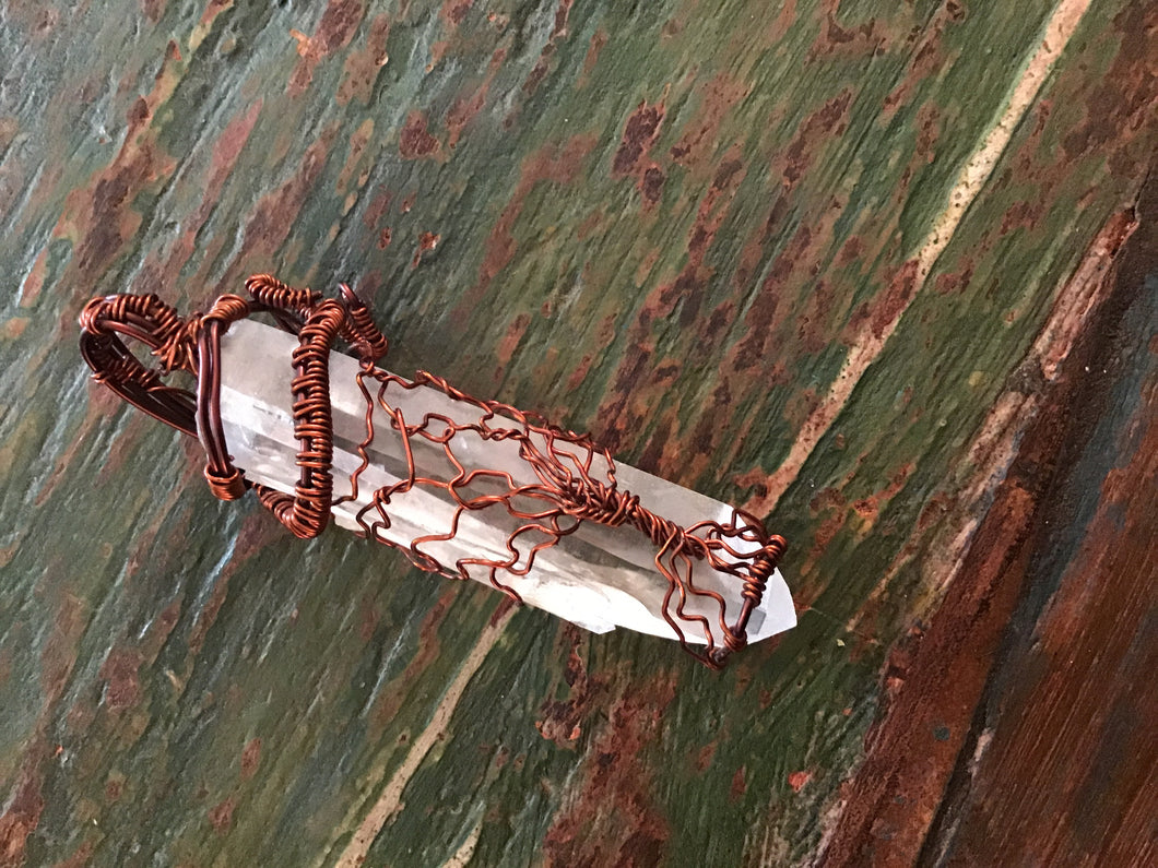 Large Himalayan Quartz Pendant- Wire Tree Design